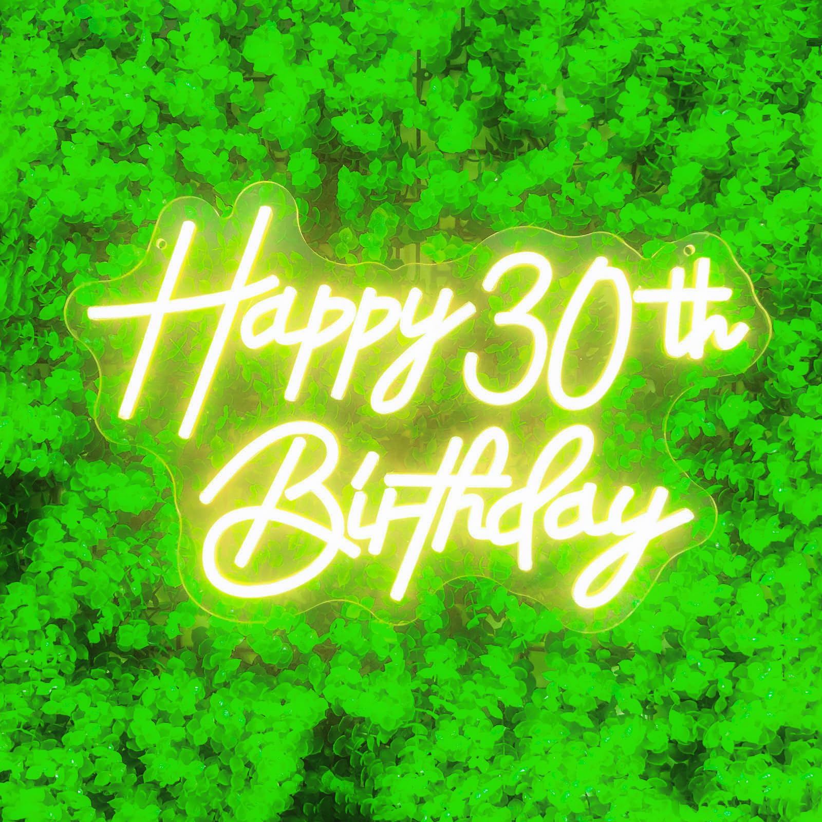 Photo 1 of Happy 30th Birthday Neon Sign For Birthday Party16.5"*10.5" Neon Happy Birthday Led Neon Light For Party Backdrop Wall Decor With Dimmable Switch Birthday Light Up Sign Birthday Gift