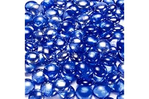 Yalissey 3/4 Inch Fire Glass Beads - 10 Pounds, Reflective Decorative Tempered Rocks for Propane Gas and Natural Fireplaces, Perfect for Indoor and Outdoor Fire Pits -Cobalt Blue