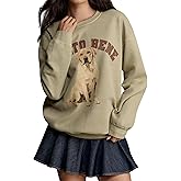 Dsewpaur Women Dog Graphic Sweatshirt Casual Loose Crew Neck Long Sleeve Pullover Fall Winter Hoodie Outfits