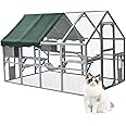 Large Wooden Catio Outdoor Cat Enclosure, 74" x 73" x 110", 56 Ft² Cat Outdoor Enclosure, Sun and Rain Resistant Catio, Grey