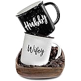MAINEVENT Wifey Hubby Mugs Set of 2 Coffee Mug 11 Ounce, Husband Wife Gift, His Hers Coffee Cup
