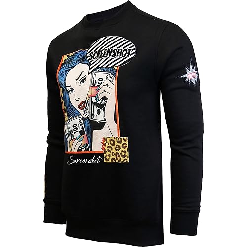 Screenshotbrand Mens Urban Hip Hop Premium Fleece - Pullover Activewear Street Fashion Crew Neack Sweatshirt