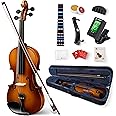 Vangoa Violin 4/4 Full Size Set Fiddle, Handcrafted Starter Acoustic Violins Kit with Solid Wood Side Board, Lightweight Hard Case for Beginners, Teens, Child, Kids Age 12+, Adults, Right Handed
