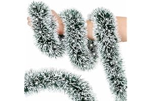 OLIXMLYA 50FT Christmas Decorations Tinsel Garland Green Tinsel Garland Christmas Tinsel Garlands Tinsel Twist Garland for Indoor for Xmas Tree Holiday Disco Party Christmas Decor