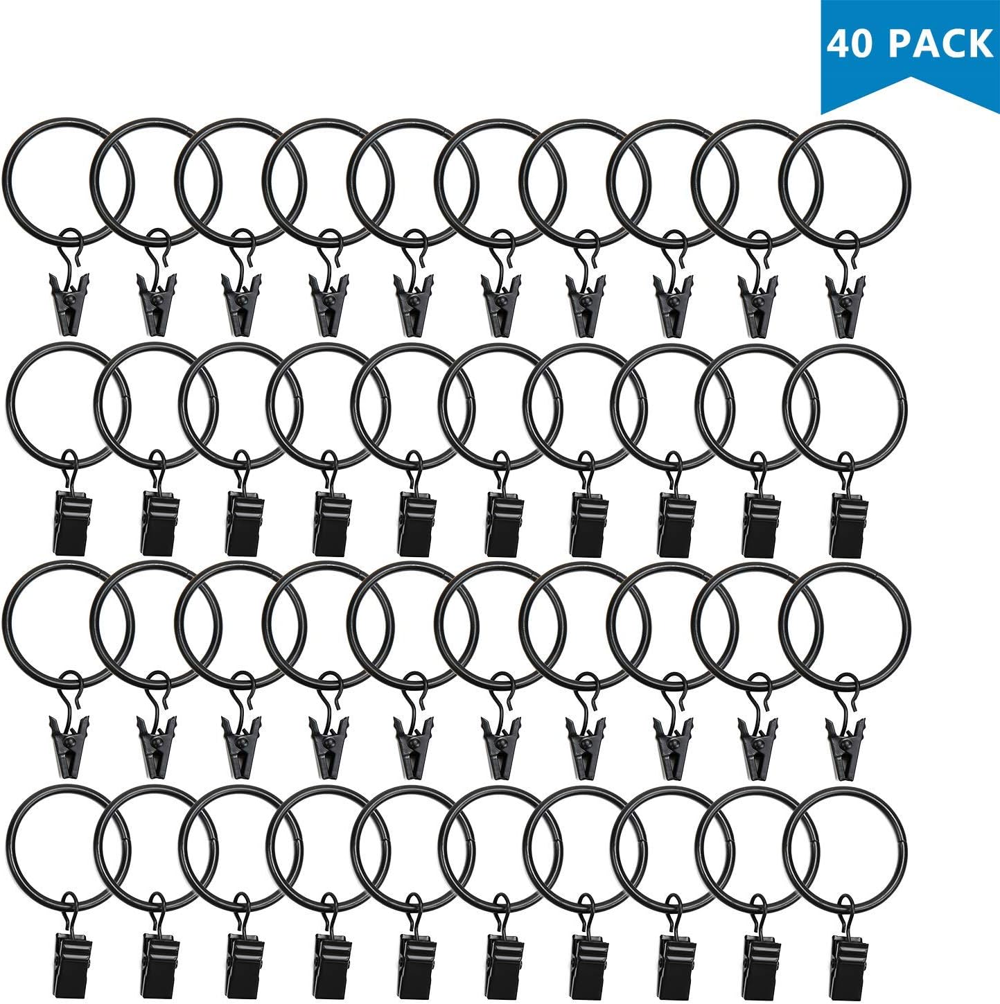 Amazon Com Datttcc 40 Pack Metal Curtain Rings With Clips Black