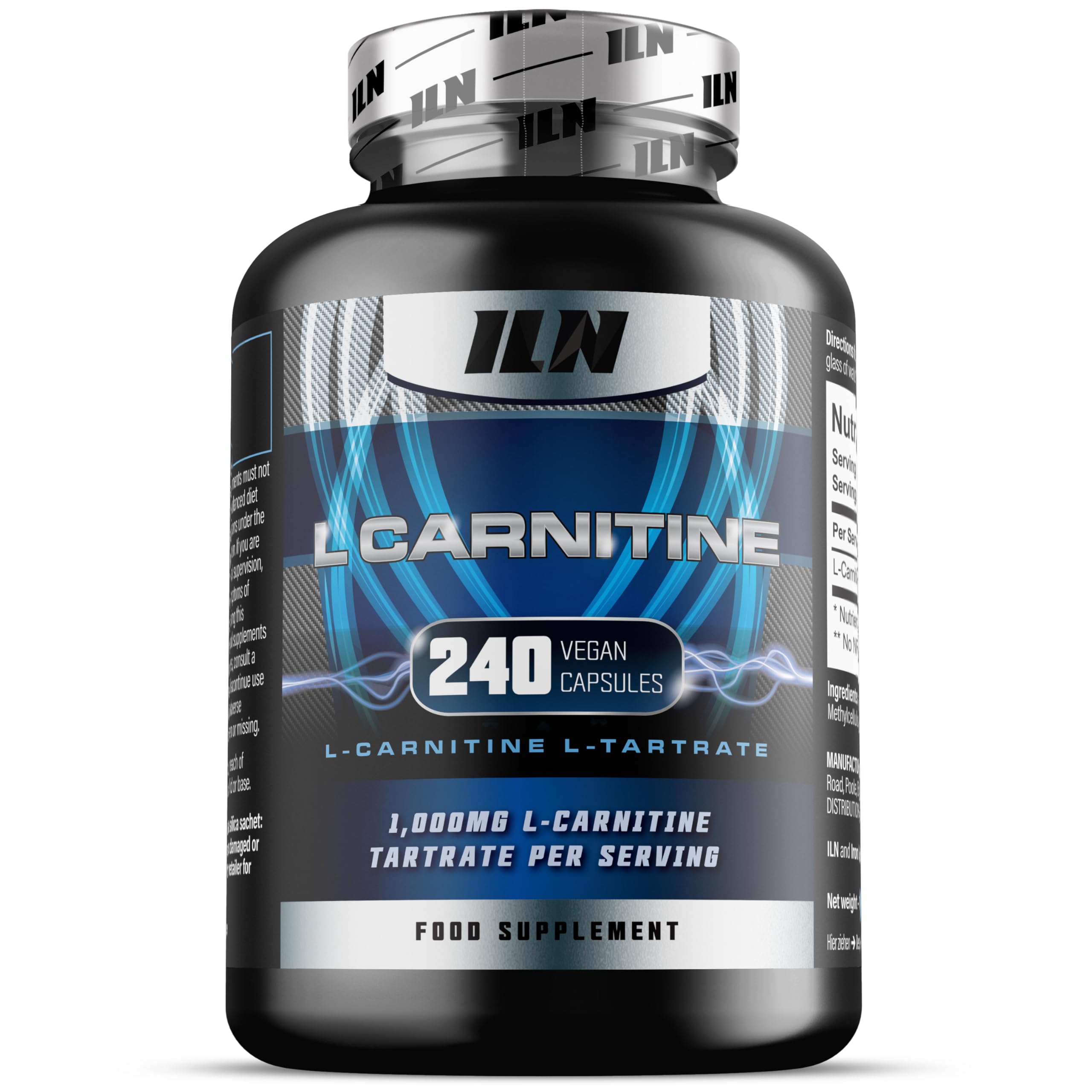 L Carnitine Capsules – 1000mg L-Carnitine Tartrate per Serving for Men and Women – Vegan Friendly – 240 Capsules (4 Month Supply)