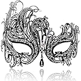 FaceWood Masquerade Mask For Women Shiny Rhinestone Metal Masks for Halloween Venetian Party Evening Prom Ball Costume