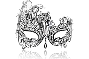 FaceWood Masquerade Mask For Women Shiny Rhinestone Metal Masks for Halloween Venetian Party Evening Prom Ball Costume