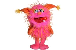 PLAYFUL MINDS Living Puppets 15-Inch Plush Pink & Orange Friendly Monster Hand Puppet - European Design, Ultra-Soft and Cuddly, Promotes Child Development, Recommended for Boys and Girls