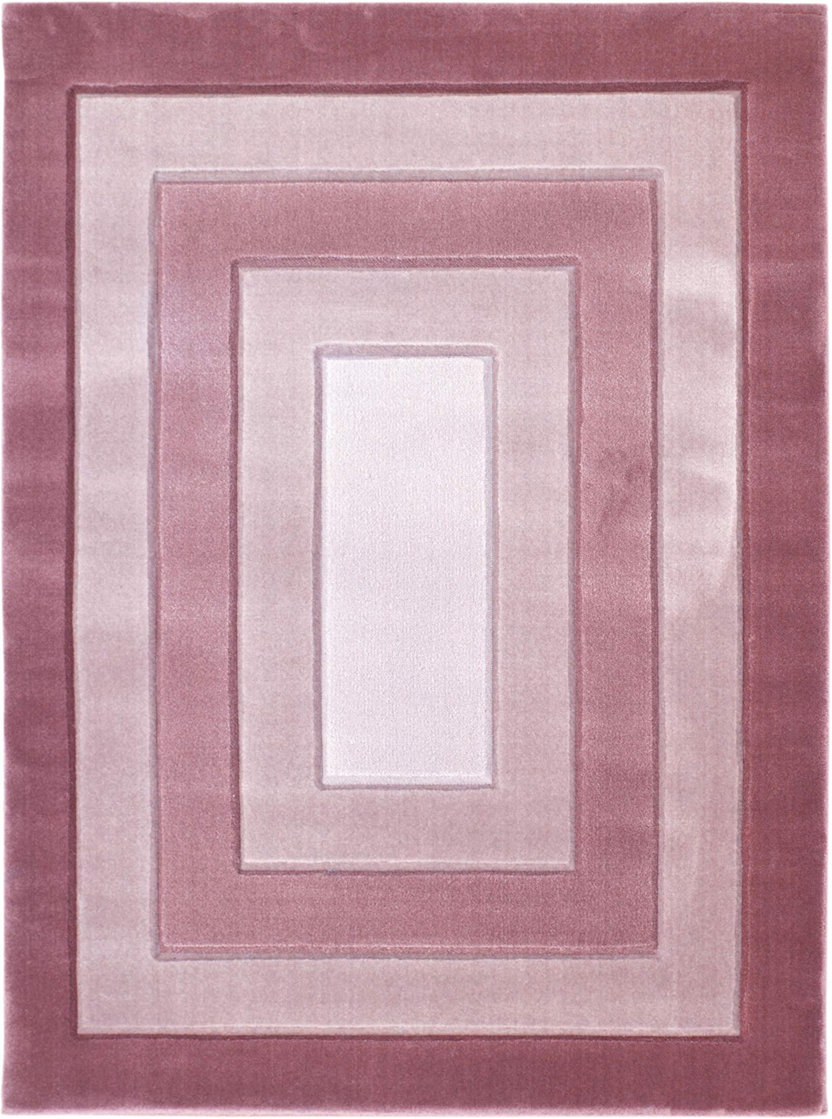 Modern Style Rugs Daytona Border Soft Touch Rug 13.5mm Pile Ideal for Living Room, Lounge, or Bedroom (Pink, 120x170)