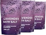 AROMATIKA Bath Sea Salt Lavender 3x1000g Natural Essential Oil Sleep Stress view 1