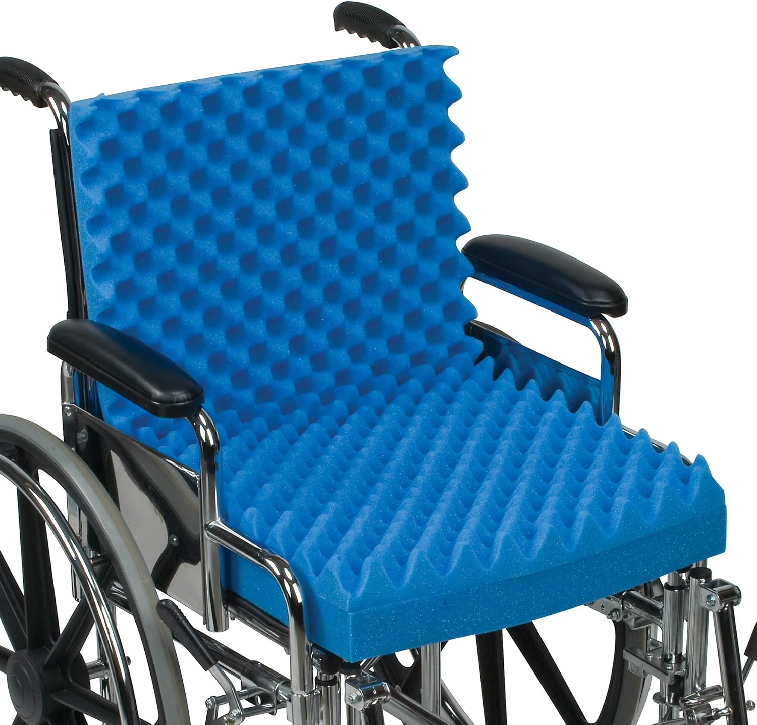 Egg Crate Sculpted Foam Seat Cushion with Full Back, Blue: Health & Personal Care