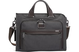 TUMI - Alpha Slim Deluxe Portfolio - Men's Compact Travel & Office Briefcase - Laptop and Tablet Bag - Anthracite