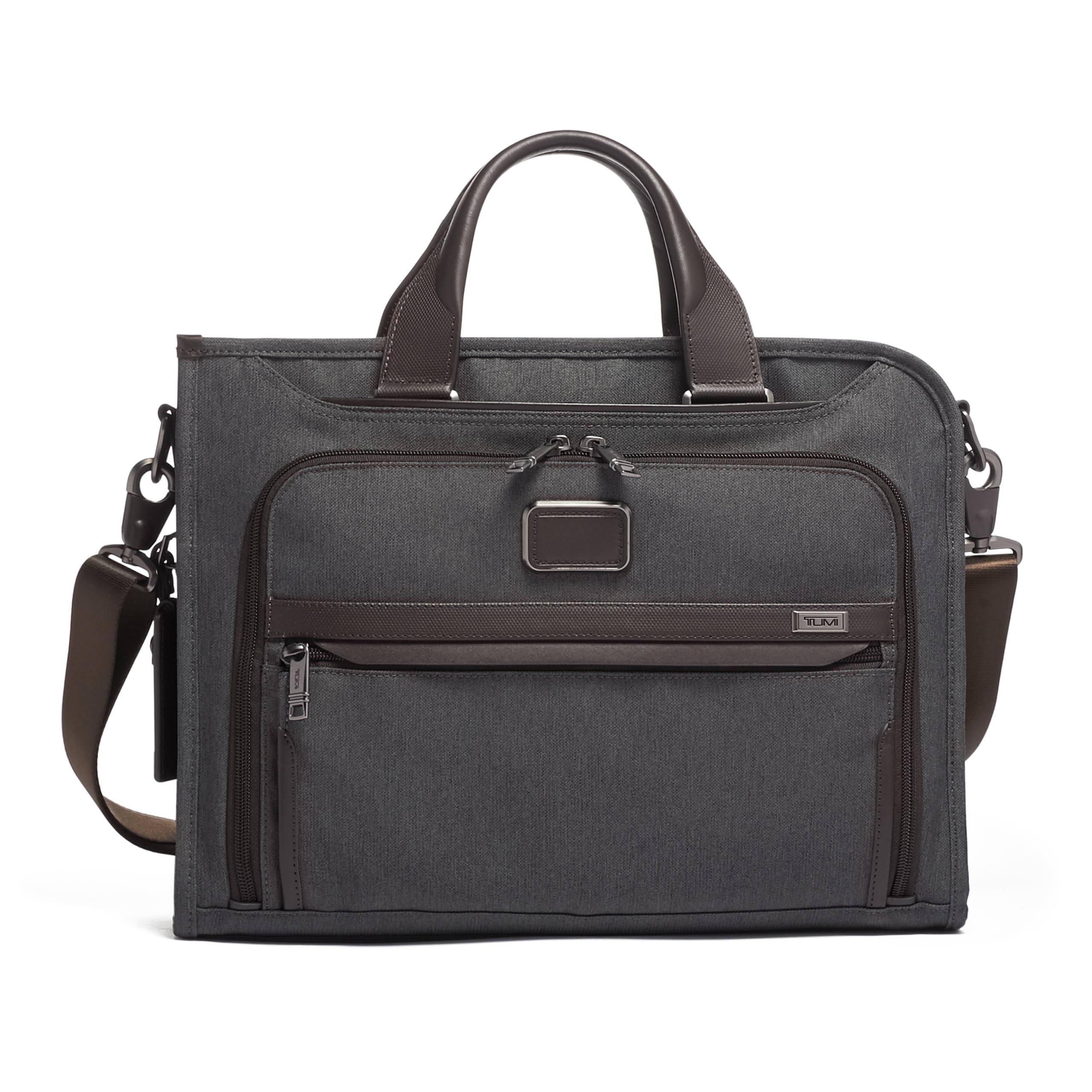 TUMI - Alpha Slim Deluxe Portfolio - Men's Compact Travel & Office Briefcase - Laptop and Tablet Bag - Anthracite