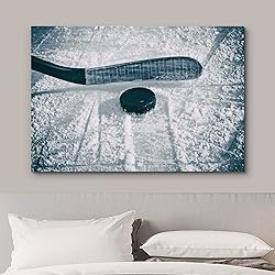 wall26 Canvas Print Wall Art Hockey Stick & Puck on