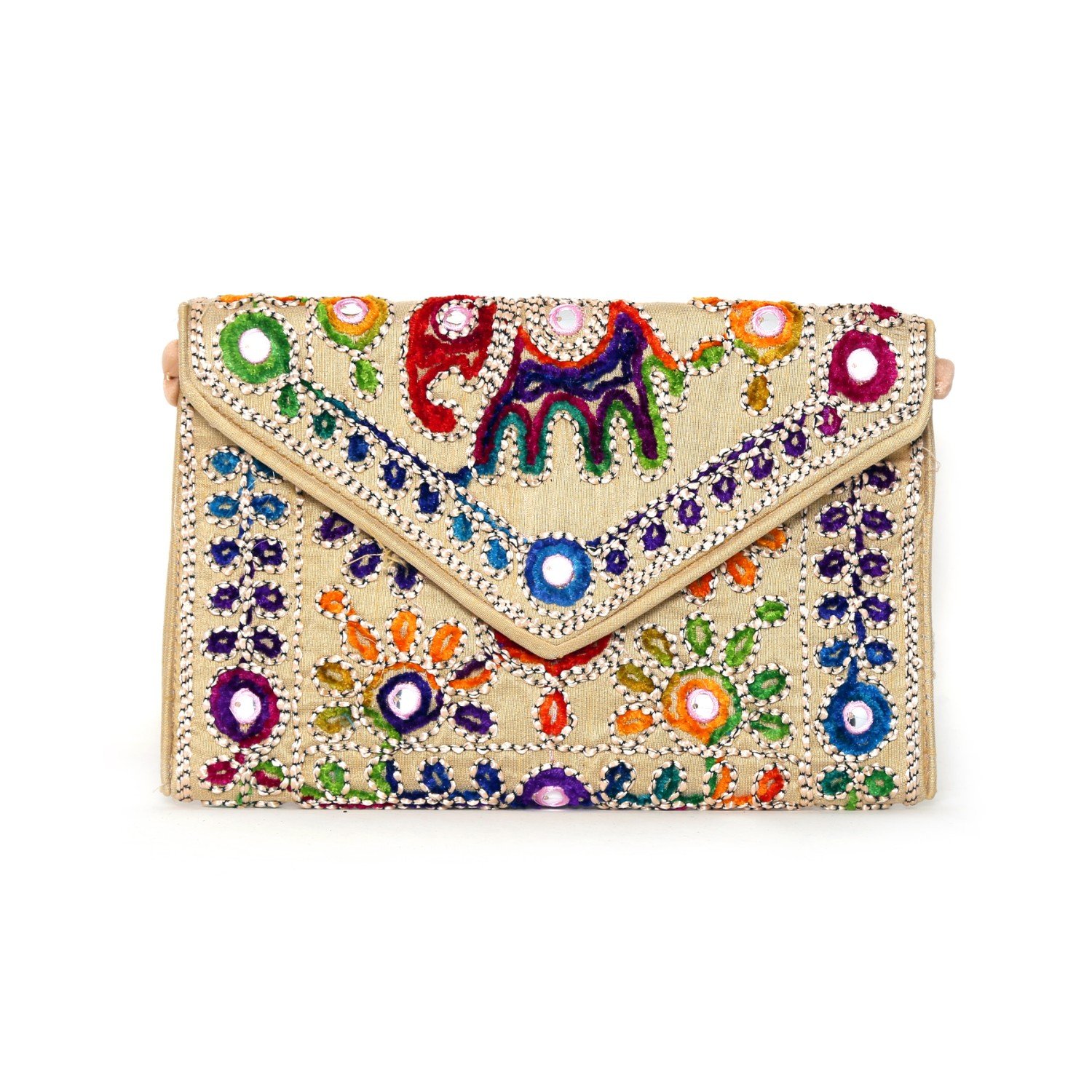 rajasthani jaipuri bohemian art sling bag foldover clutch purse