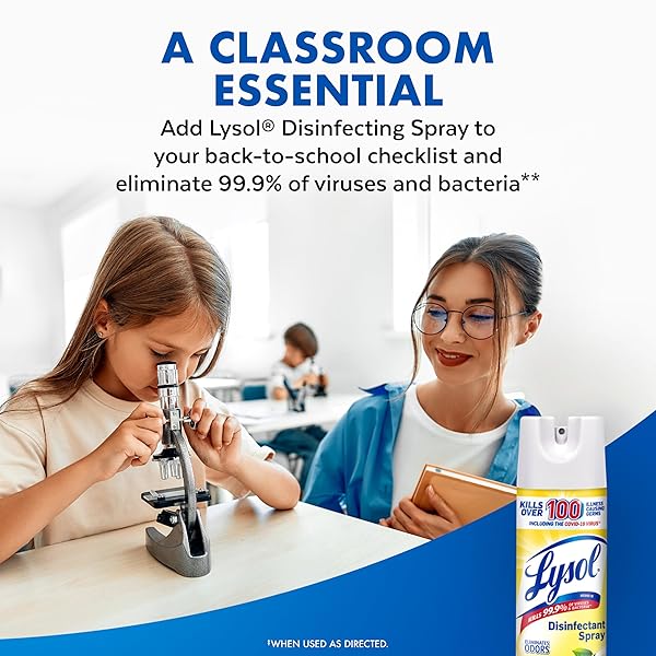 LYSOL DISINFECTANT SPRAY, SANITIZING AND ANTIBACTERIAL SPRAY, FOR DISINFECTING AND DEODORIZING, LEMON BREEZE, 19 FL OZ (PACK OF 2), PACKAGING MAY VARY