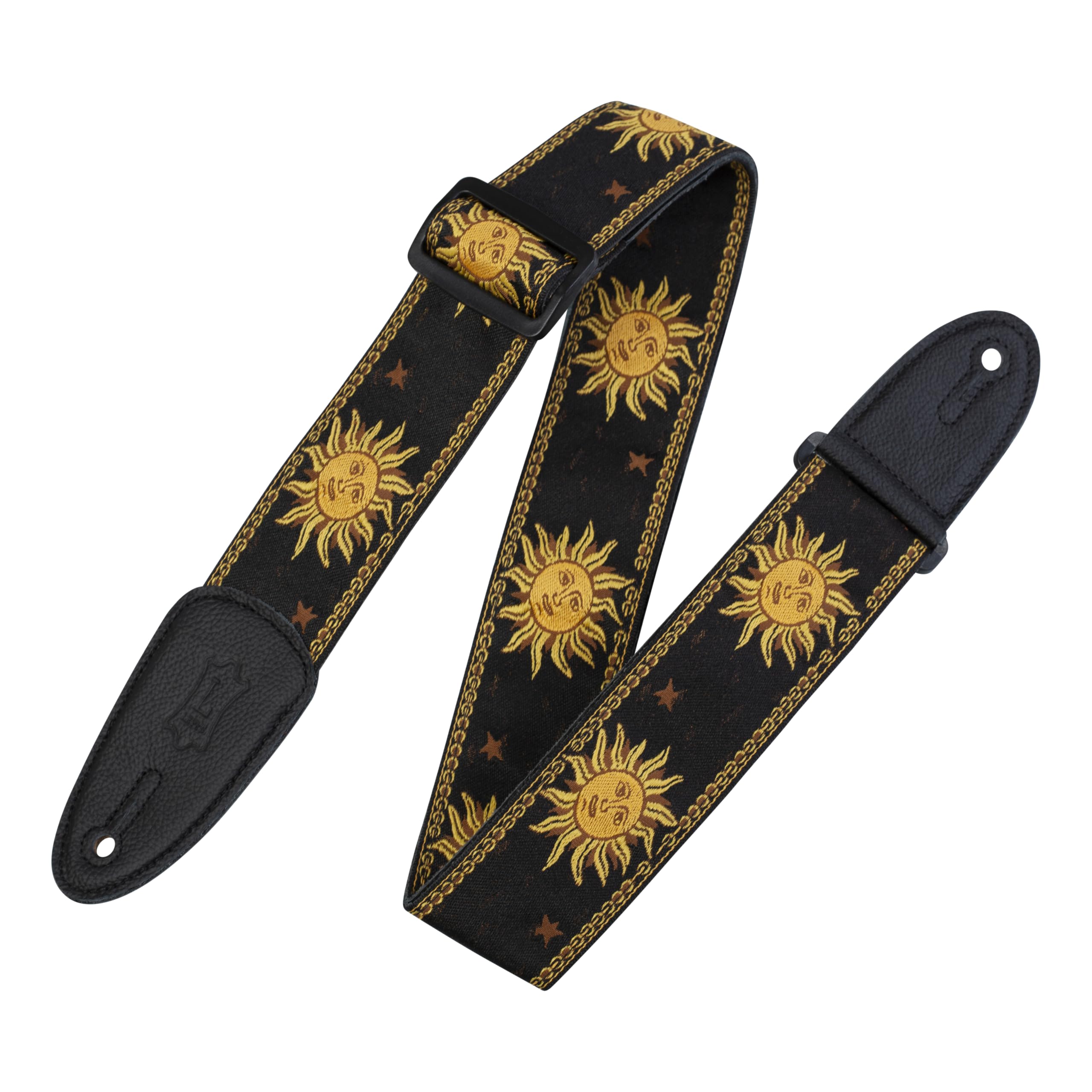 Levy's Polyester/Vinyl Guitar Strap - Jacquard Sun - Black
