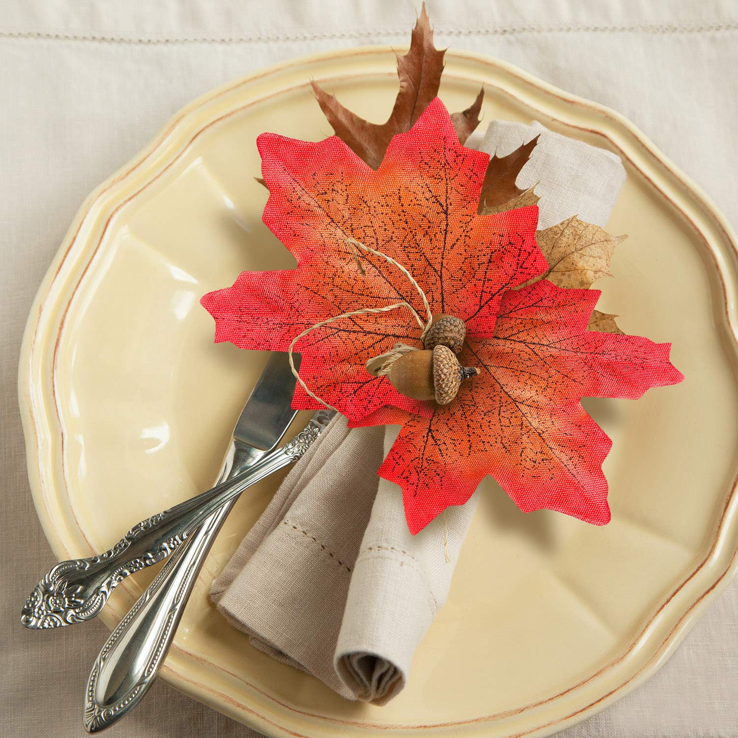 300 Piezas Hojas de Arce Hojas Artificiales de Arce de Otoño Coloridas