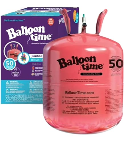 Balloon Time Helium Tank Balloon Party Kit - Includes 50 Balloons & Helium Tank - Boxed Decor Set (3 Pieces)