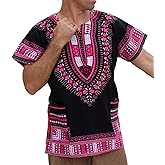RaanPahMuang Brand Unisex Bright African Black Dashiki Cotton Shirt
