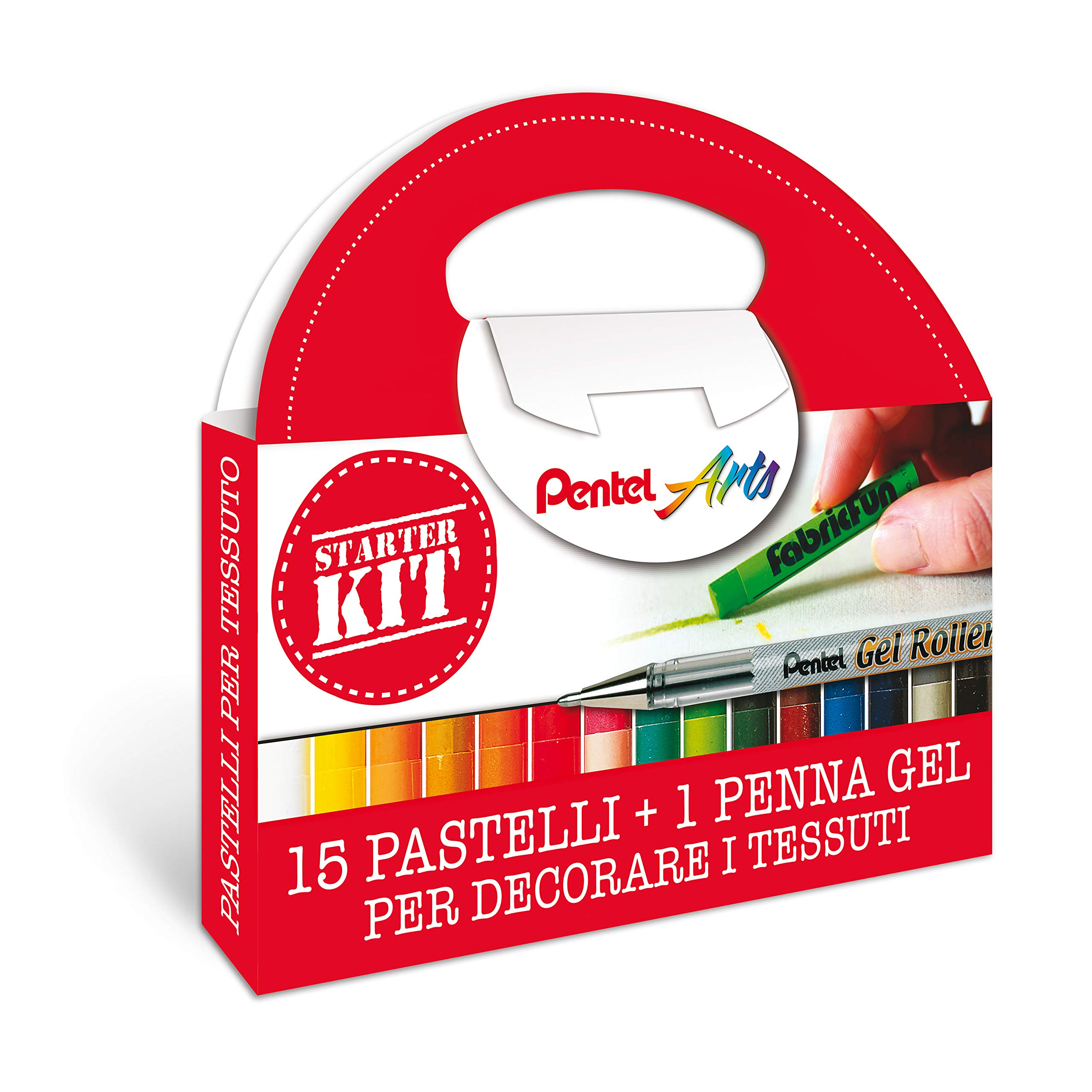 Pentel PTS Starter Kit Fabric Crayons 15pcs and Permanent Gel Roller for Fabrics