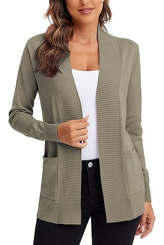 Urban CoCo Women's Lightweight Open Front Knit Cardigan Sweater Long Sleeve  with Pocket (Deep Camel, M) in Oman Whizz Cardigans