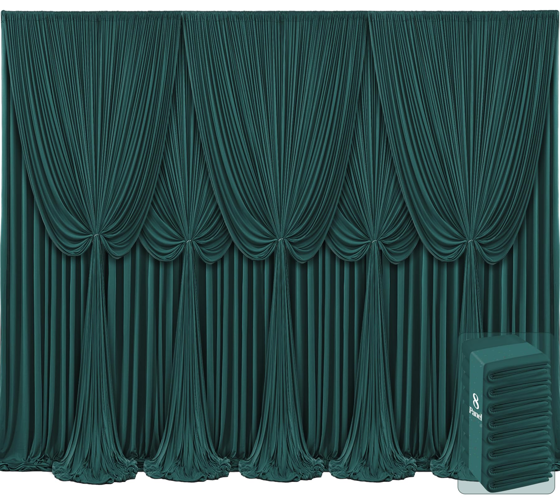 8 Panels Hunter Green Backdrop Curtains for Wedding