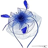 Pistha Womens Fascinators Hat Fascinators Derby Headband with Feather Mesh, Tea Party Hat for Women