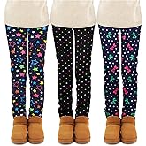 TODDOR 3 Pack Girls Printed Fleece Lined Leggings Thick Thermal Tights Warm Ankle Length Pants Winter Clothes for Kids