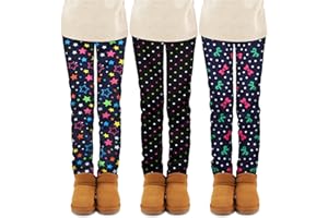 TODDOR 3 Pack Girls Printed Fleece Lined Leggings Thick Thermal Tights Warm Ankle Length Pants Winter Clothes for Kids