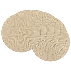 SHACOS 15 inch Round Braided Placemats Set of 6 Non