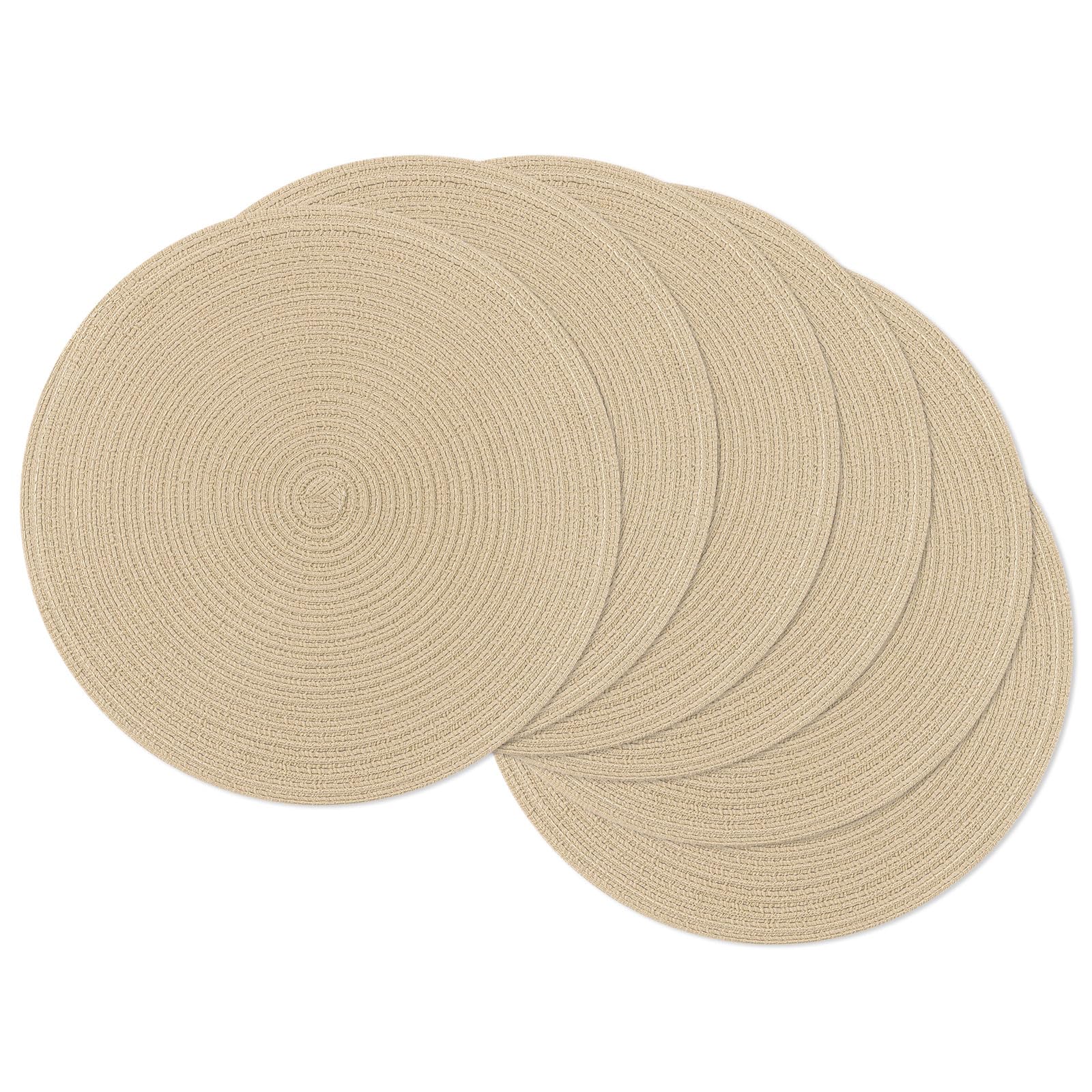 SHACOS 15 inch Round Braided Placemats Set of 6 Non