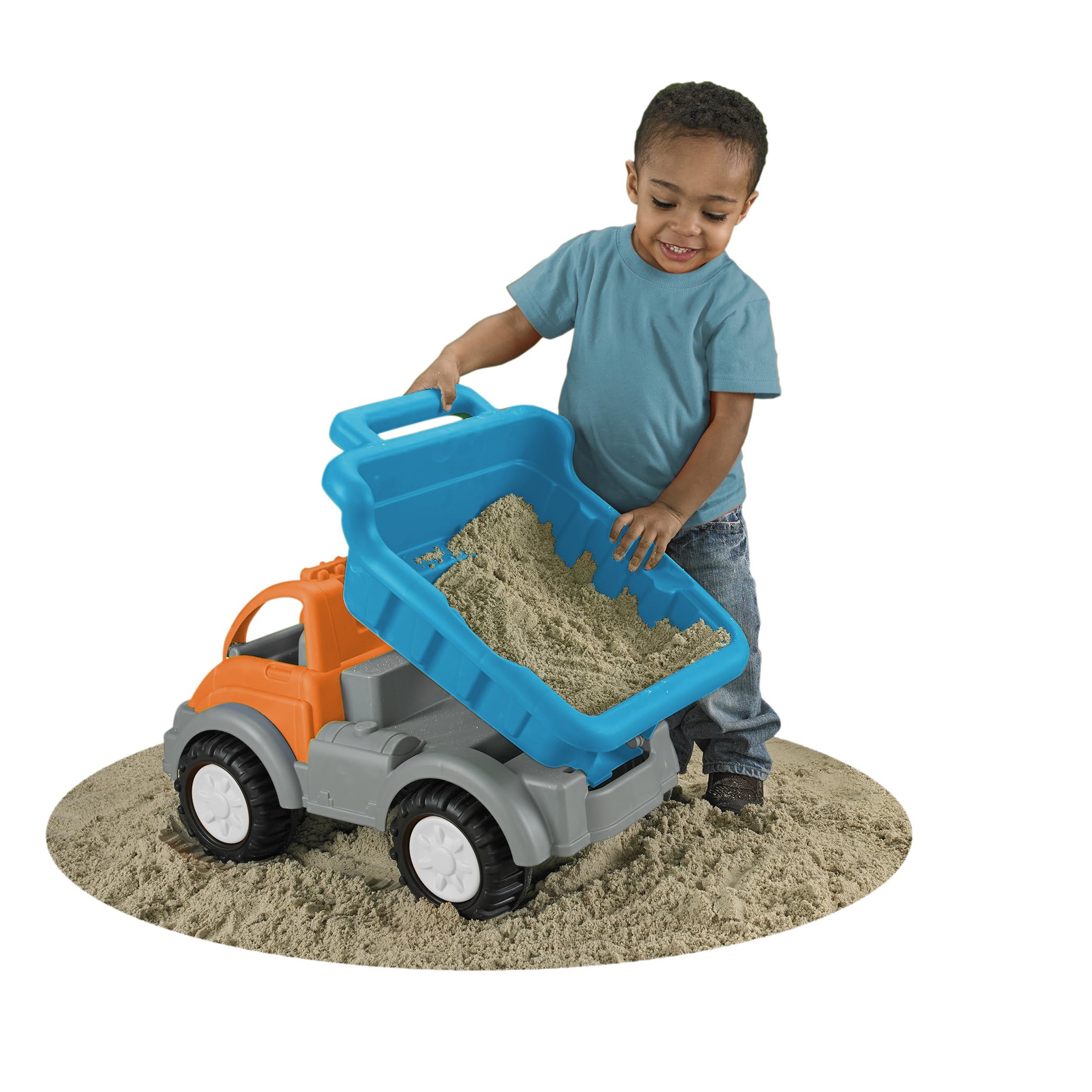 Photo 1 of American Plastic Toys Kids Gigantic Dump Truck, Made In USA, Tilting Dump Bed, Knobby Wheels, & Metal Axles Fit for Indoors & Outdoors, Haul Sand, Dirt, or Toys, for Ages 2 and Up (Color May Vary)