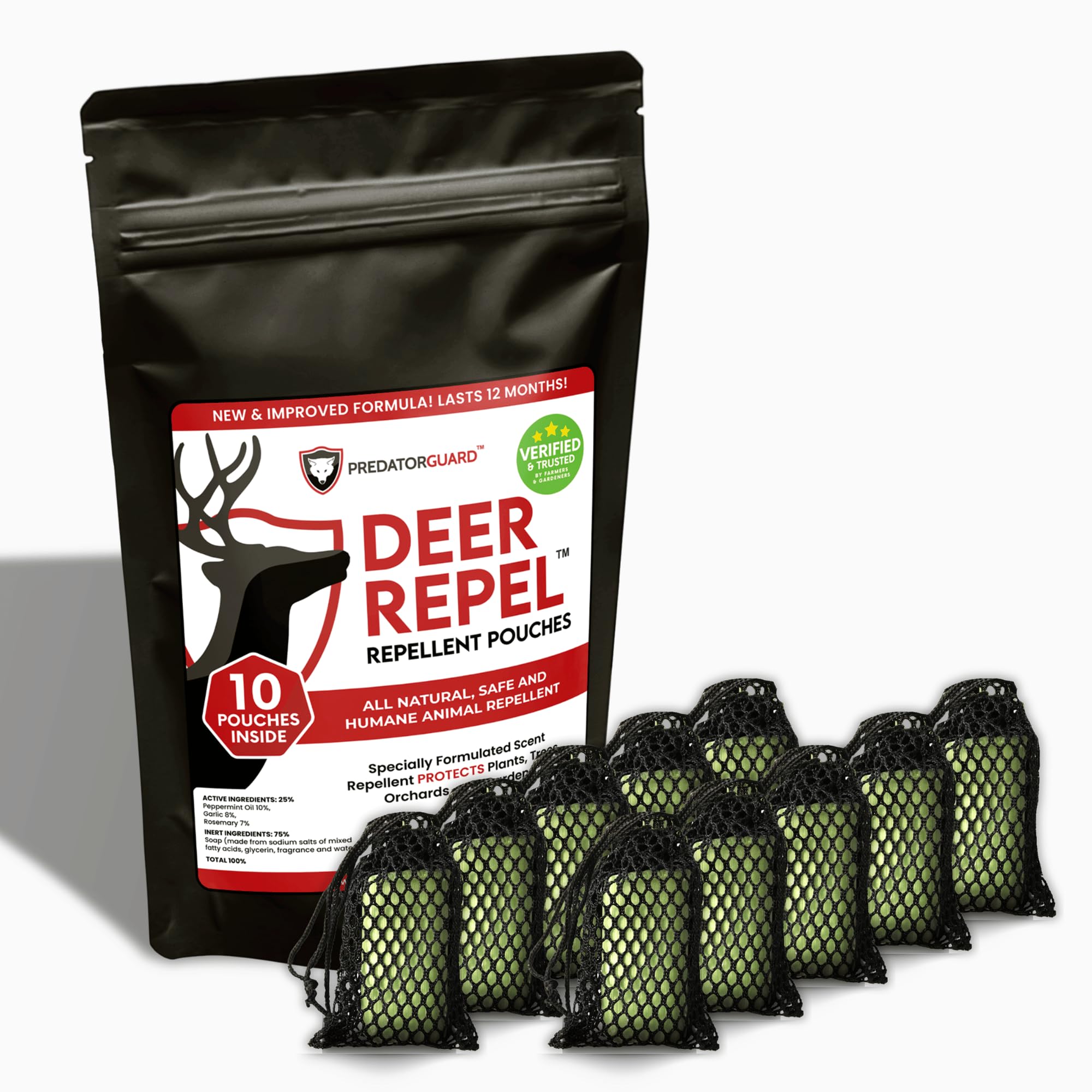 Photo 1 of Predator Guard Deer Repellent Plants Pouches - 10 Pack - Stop Deer and Rabbits Eating Plants Trees Gardens and Vegetables - All Natural Ingredients (Deer Repel)