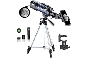 ESSLNB Telescope for Adults, 70mm Aperture Refractor Telescopes (15X-180X) for Astronomy Beginners, Portable Travel Telescope with Phone Adapter & Adjustable Tripod