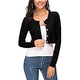 EXCHIC Women's Cropped Knit Cardigan Sweater Long Sleeve Button Down Open Front Bolero Shrug for Spring and Fall