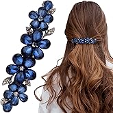 Joez Wonderful Rhinestone Hair Clips, Bridal Hair Accessories for Women, Sparkly Crystal Hair Pins, Fancy Hair Barrettes for Wedding, Bride, Long Hair (Blue Flower, 1 Pcs)