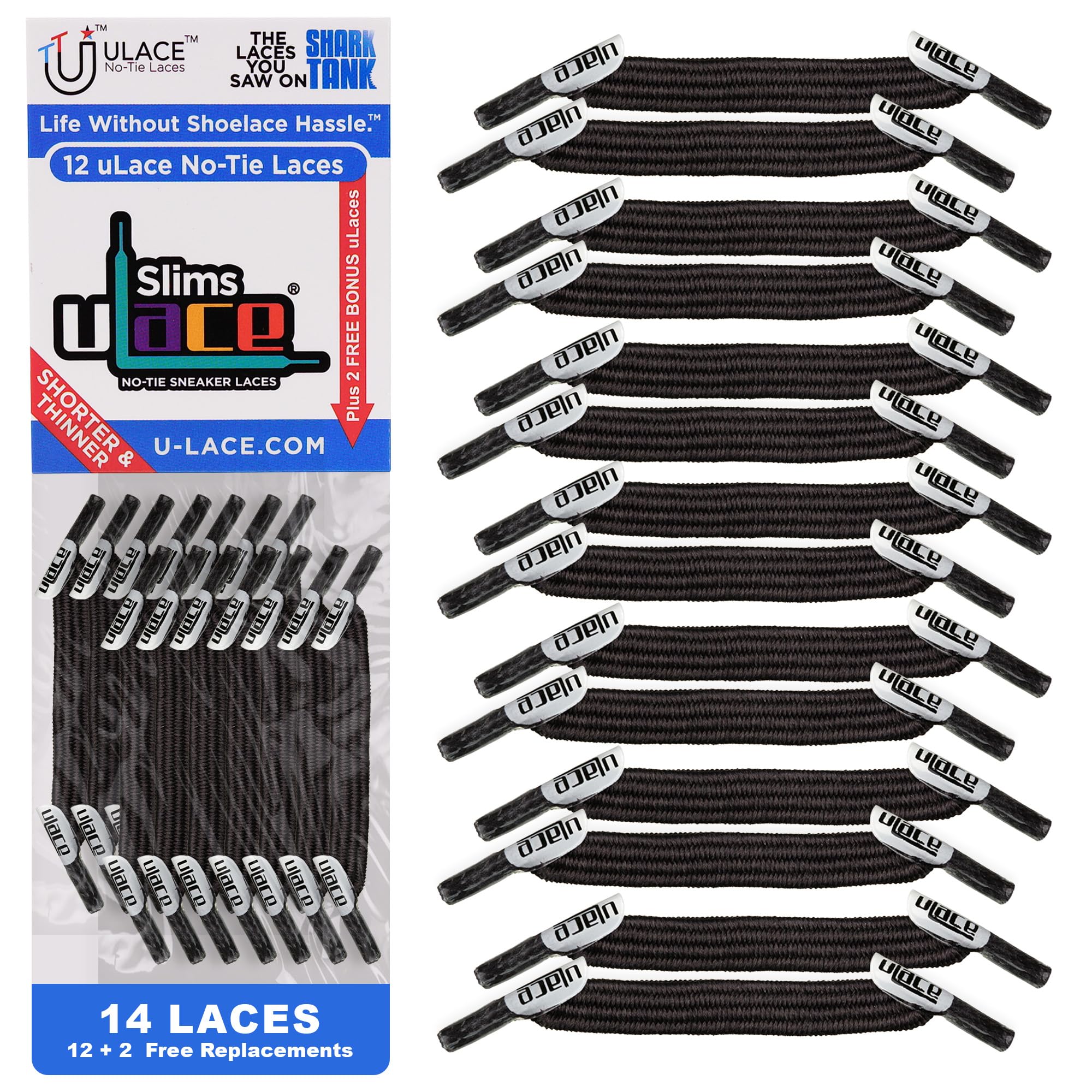 uLace Slims No-Tie Shoelaces - Elastic Shoe Laces