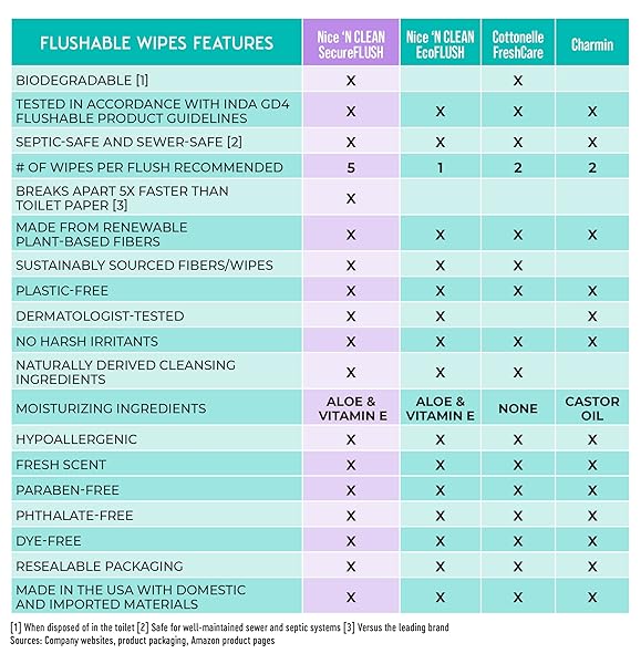 NICE ‘N CLEAN ADULT FLUSHABLE WIPES (3 X 60 COUNT) | PERSONAL CLEANSING WIPES MADE FROM PLANT-BASED FIBERS | INFUSED WITH ALOE & VITAMIN E