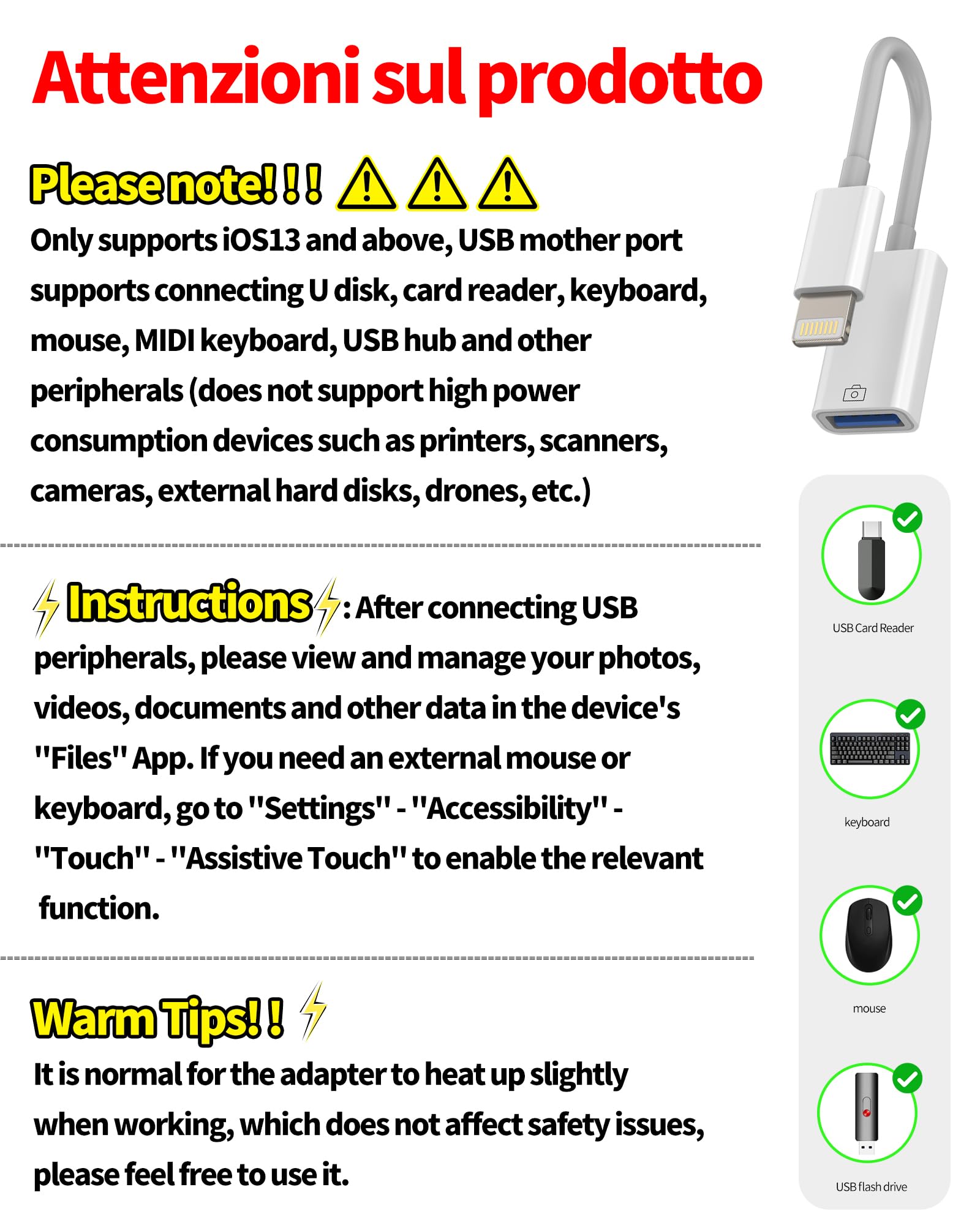 Lightning Male to USB Female Adapter OTG Data Sync Cable Compatible with Iphone13 11 12pro Max Mini XR X XS 8 7 SE Plus for Ipad Air,Camera,3.0 Mouse,Keyboard,Hub,Midi Port Adaptador Connector