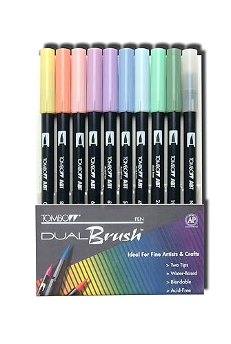 Tombow Dual Brush Pen Set, Pastel Colors Plus Brush Pen, 10
