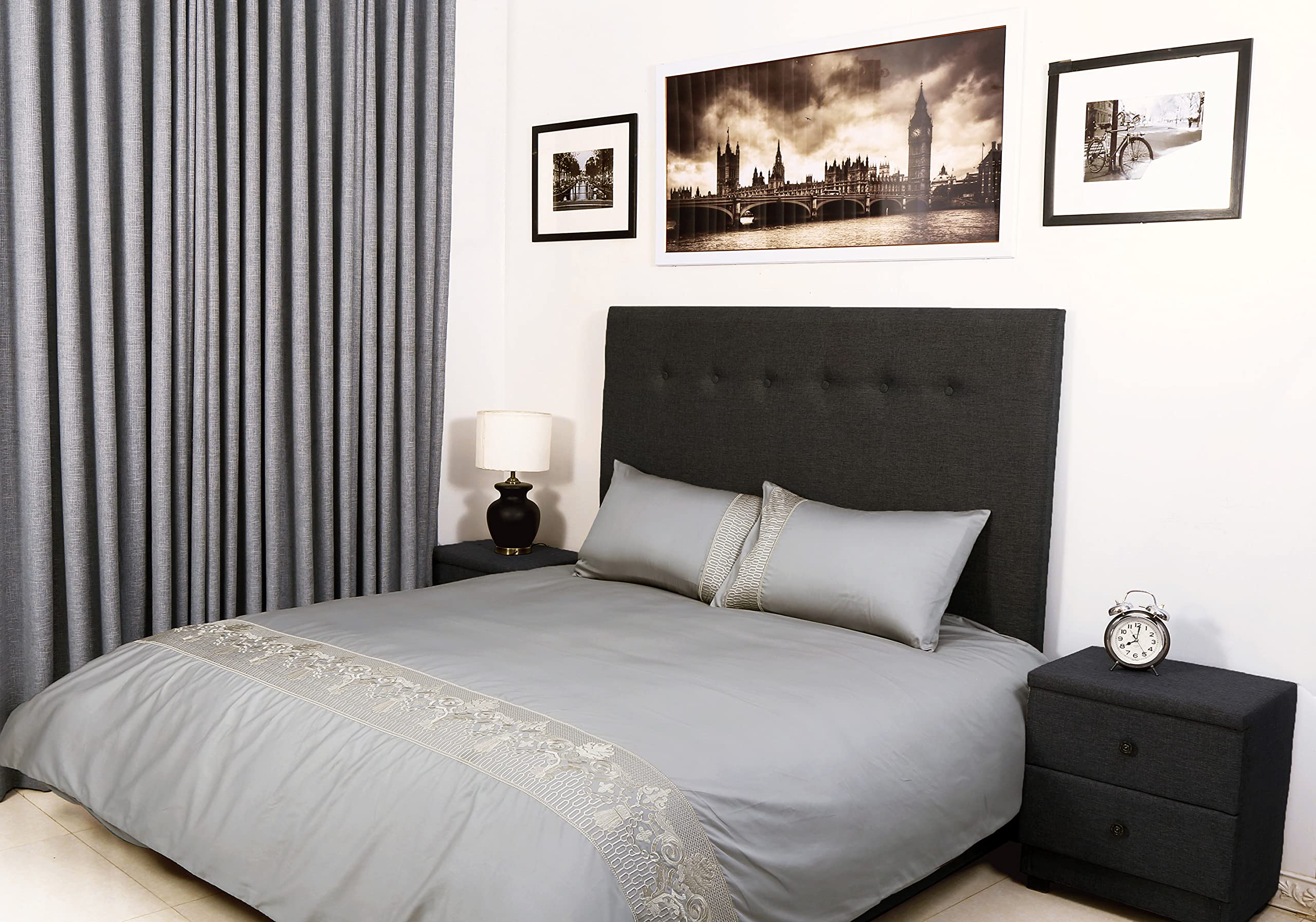 Bed Thread - Egyptian Cotton King Duvet Covers Set Beige, 400 Thread Count Long Staple Cotton Sateen Duvet Covers King, Quilt Cover Bedding Sets, Felicia Viscose Embroidered 100% Cotton Duvet Sets