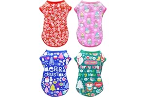 PET SHOW 4 Pack Christmas Dog Shirts for Small Medium Dogs Tank Top Tee Red Green Xmas Santa Gnome T-Shirts Pets Holiday Party Sleeveless Vest Cats Puppy Clothes Boys Girls(Medium)