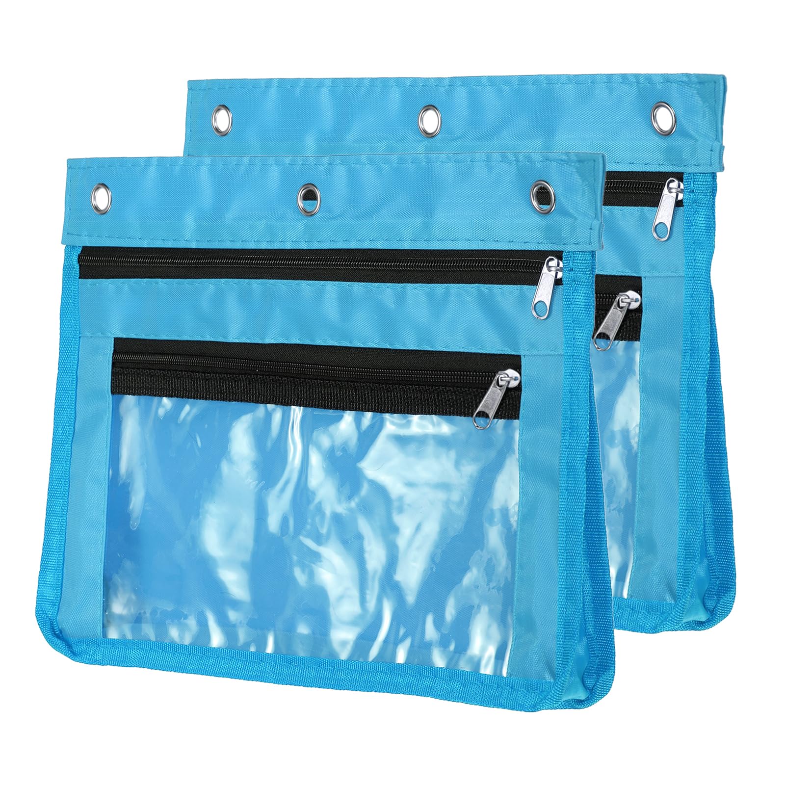 PATIKIL Expandable Pencil Pouch for 3 Rings Binder, 2 Pack Oxford Cloth Large Capacity Zipper Binder Pouch Pencil Case for Office Home, Blue