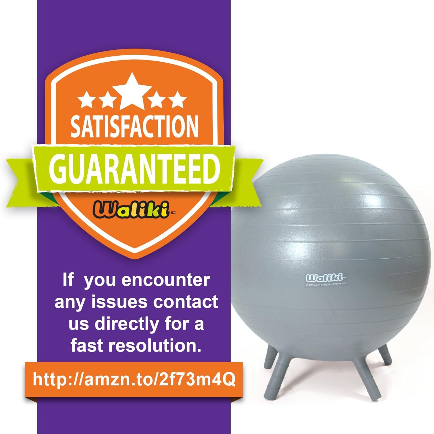 WALIKI Chair Ball with Feet for Kids | Alternative Classroom Seating | Balance Ball | 18"/45CM Gray: Toys & Games