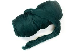 Kondoos Colored Natural Wool roving, 1 lb. Best Wool for Needle Felting, Wet Felting, handcrafts and Spinning. (English Green, 1 lb)