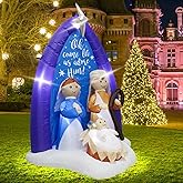 6Feet Inflatable Jesus Nativity Scene Outdoor Christmas Decoration with LED Lights,Indoor Outdoor Holiday Nativity Set Decor Easy to Install and Store Ideal for Lawn Garden Entryway Christmas Parties