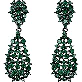 EVER FAITH Women's Party Jewerly Accessory Austrian Crystal Hollow-out Teardrop Dangle Clip-on Earrings