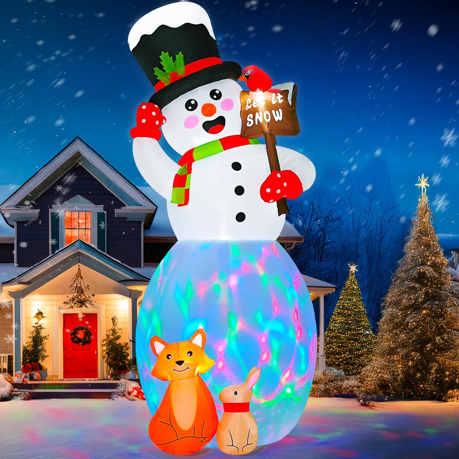 Photo 1 of AerWo 12FT Christmas Inflatables Outdoor Decoration, Giant Inflatables Christmas Blow Ups Yard Decorations with Rotating LED, Fox Rabbit Funny Christmas Outdoor Decorations Xmas Decor